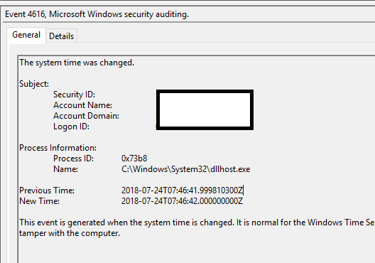 Event ID 4616 in the Windows Security Log