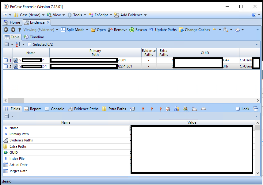 Component Disks added as Evidence items in EnCase