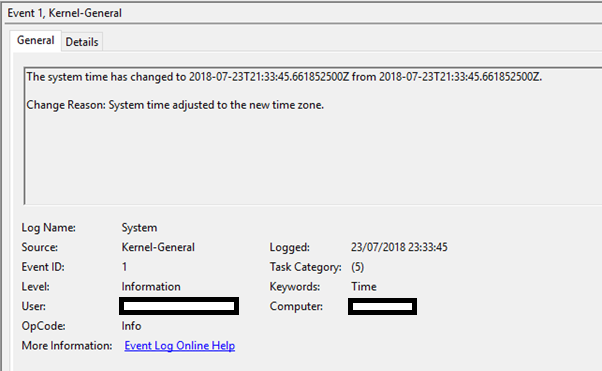 Event ID 1 in the Windows System Log