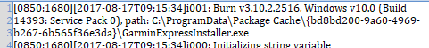 Extract from Garmin Log File